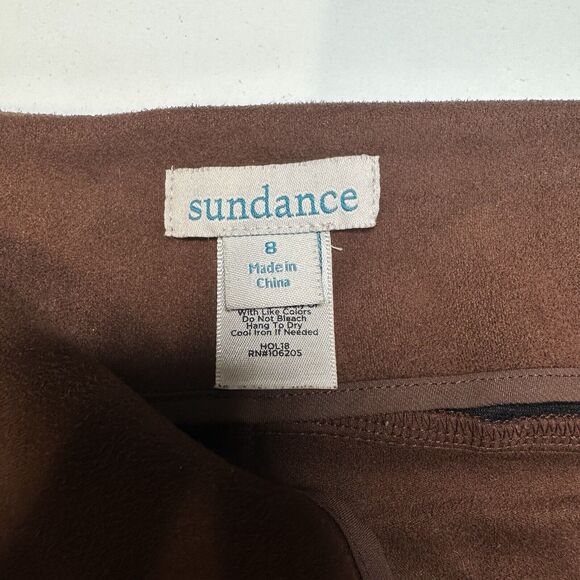 Sundance Pants Womens 8 Faux Suede Brown Legging Skinny Moto Zip Hem Academia - Picture 10 of 14